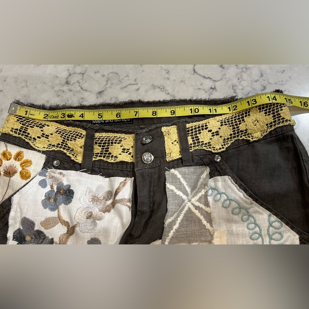 Embroidered Patchwork Linen Pants - image 4